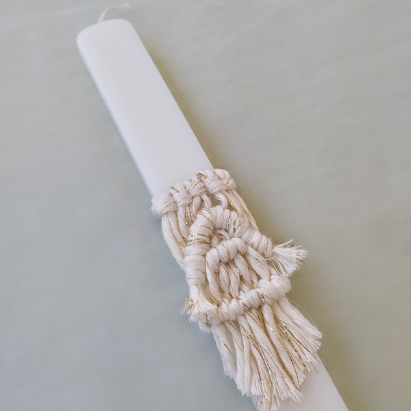 Πασχαλινή Λαμπάδα μακραμέ με μονόγραμμα - λαμπάδες, μακραμέ, για ενήλικες