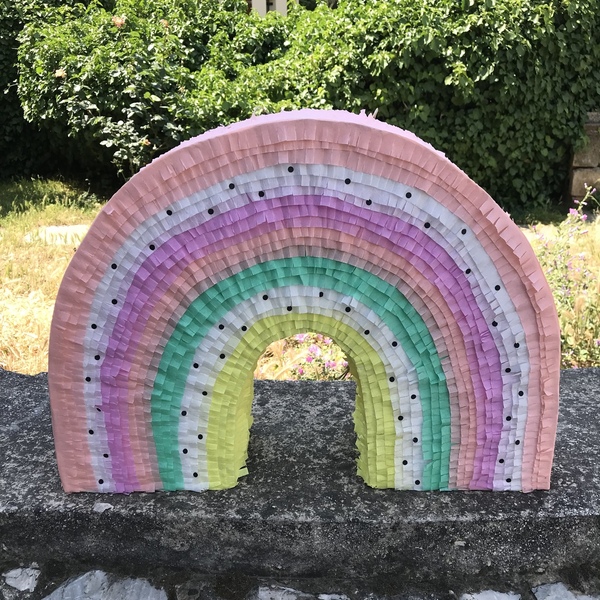 Πινιάτα ουράνιο τόξο παστέλ - ύψος 43 εκ. - κορίτσι, ουράνιο τόξο, πινιάτες, μονόκερος - 3