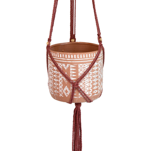 Macrame Κρεμαστή Βάση για Κασπώ με Σχέδιο 85cm - μακραμέ, διακοσμητικά, διακόσμηση βεράντας - 2