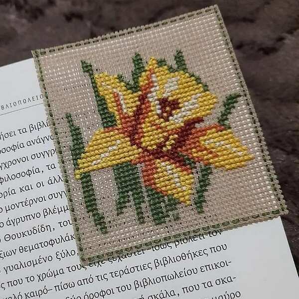 Κεντητός σελιδοδείκτης "Daffodil" - κεντητά, σελιδοδείκτες - 3