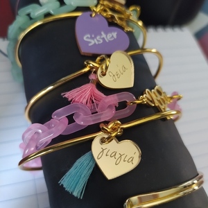 Knot bangle ατσαλινη.χειροπέδα βραχιολι-μαρτυρικο για τη μαμά τη γιαγιά, θεία , νονά, αδελφή - καρδιά, plexi glass, μαρτυρικά, δώρο για τη γιαγιά, δωρο για γιαγιά - 2