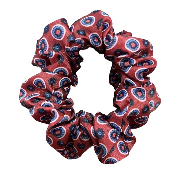 Scrunchie με ρετρό σχέδιο - ύφασμα, λαστιχάκια μαλλιών - 2