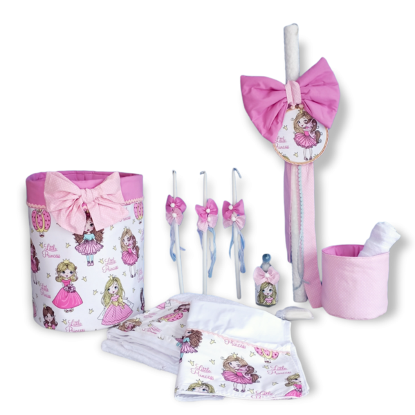 Υφασμάτινο σετ βάπτισης σάκος, με θέμα little princess