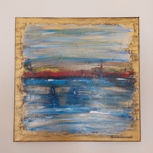 Θάλασσα 40x40 - ακρυλικό, πίνακες σε καμβά, πίνακες με τοπίο