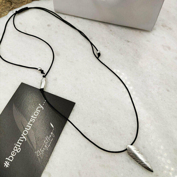 Κολιέ κορδόνι µε λόγχη - ορείχαλκος, επάργυρα, μακραμέ, μακριά - 2