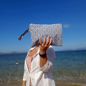 Pouch Grey Flow large 32cm x Υ 23cm - ύφασμα, καλλυντικών, ταξιδίου, μικρές, φθηνές - 4
