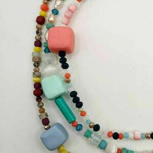 Κολιέ boho με κρυστάλλινες χάντρες, ημιπολύτιμες και χάντρα από πολυμερικό πηλό κύβο - multicolour - χάντρες, πολυμερικό πηλό - 5