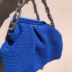 Πλεκτή μπλέ ρουά τσάντα - clutch. - νήμα, clutch, ώμου, χειρός, πλεκτές τσάντες - 2