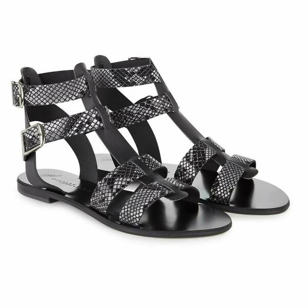 Λέσβος Black Python - δέρμα, αρχαιοελληνικό, φλατ