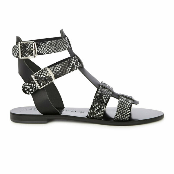 Λέσβος Black Python - δέρμα, αρχαιοελληνικό, φλατ - 2