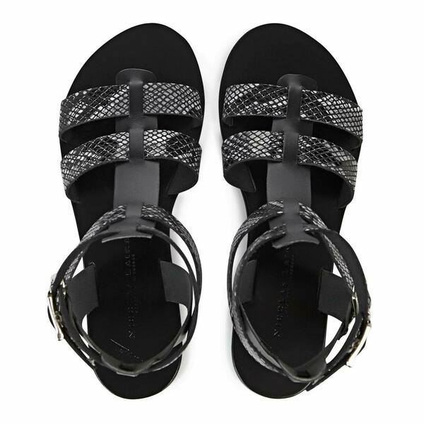 Λέσβος Black Python - δέρμα, αρχαιοελληνικό, φλατ - 3