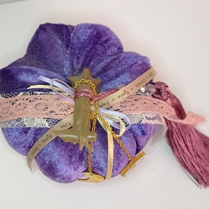 Βελούδινη κολοκύθα 13εκ - ύφασμα, κολοκύθα, γούρια - 4