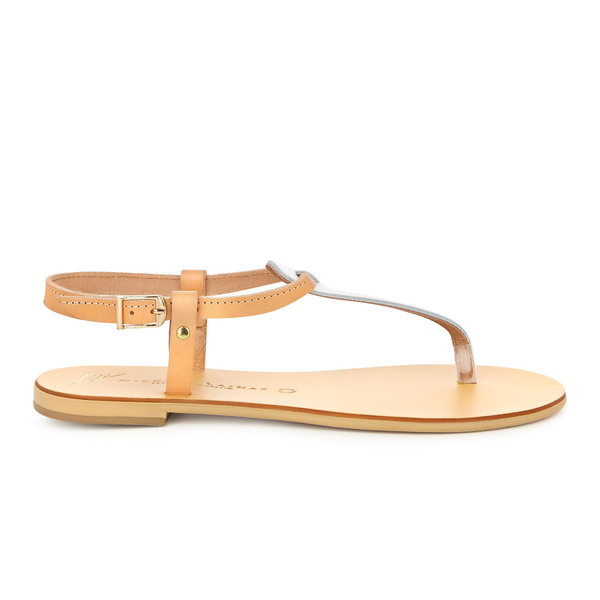 Σαντορίνη White - δέρμα, αρχαιοελληνικό, φλατ, ankle strap - 2