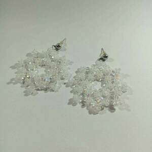 Snowflakes from a fairytale|Χειροποίητα κρεμαστά σκουλαρίκια με ατσάλινα κουμπώματα - χάντρες, ατσάλι, κρεμαστά, μεγάλα, καρφάκι - 3