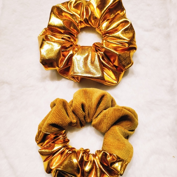 Σετ 2 λαστιχάκια μαλλιών (scrunchies) large & regular - ύφασμα, μοδάτο, για τα μαλλιά, λαστιχάκια μαλλιών - 4