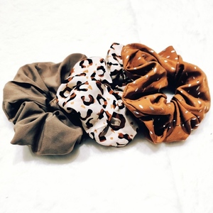 Σετ 3 λαστιχάκια μαλλιών (scrunchies) large viscose - ύφασμα, animal print, λαστιχάκια μαλλιών - 2