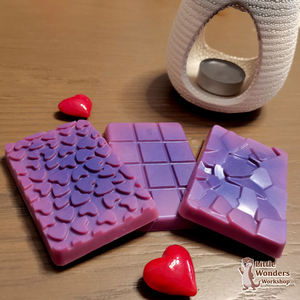 Μπάρα Σοκολάτας - Wax Melts - Snap Bar "Καρδούλες", 100% Χειροποίητη Φυτική Αρωματική με ιριδίζουσα όψη, 35γρ. - καρδιά, κερί, αρωματικά κεριά, κερί σόγιας - 4