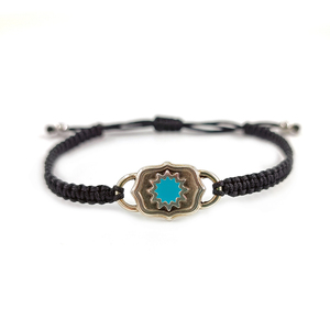 Βραχιόλι macrame Blue Sun με αιματίτες - ήλιος, μακραμέ, σμαλτο, χεριού, φθηνά