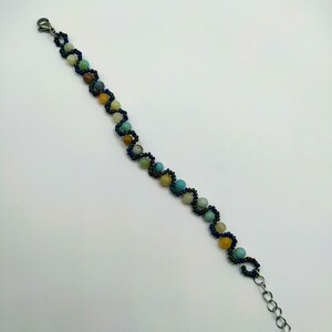 Amazonite with Seed Beads Bracelet - ημιπολύτιμες πέτρες, χάντρες, boho, χεριού, αυξομειούμενα - 4