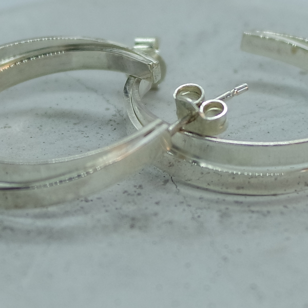 Double hoops | Ασήμι 925 χειροποίητα σκουλαρίκια κρίκοι - ασήμι, ασήμι 925, κρίκοι, μεγάλα, φθηνά - 5