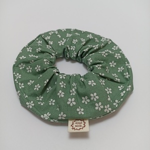 Σετ scrunchie XL olive - ύφασμα, λαστιχάκια μαλλιών - 2