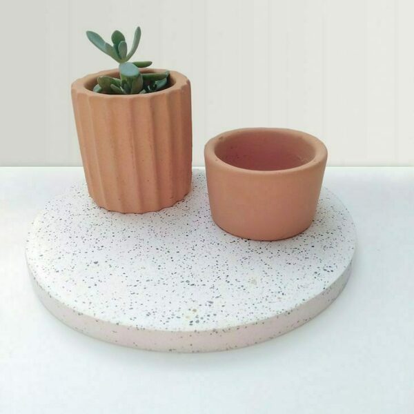 Tσιμεντένος στρογγυλός δίσκος terrazzo 20.5 X 2.0 //mozaikuT - τσιμέντο, σκυρόδεμα, πιατάκια & δίσκοι - 5