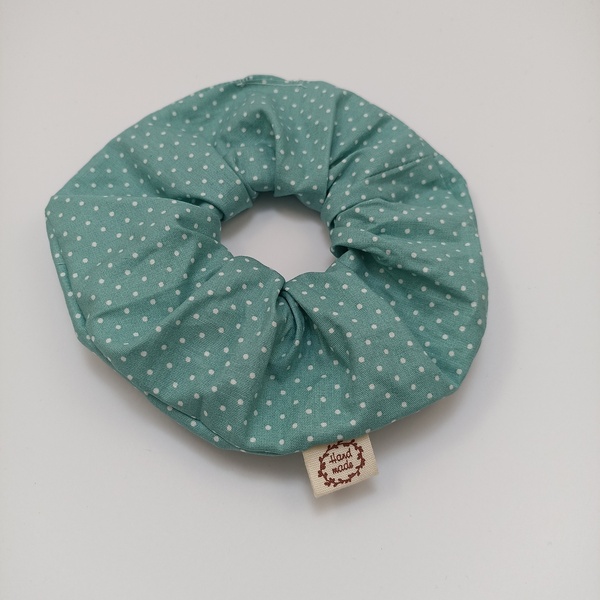 Σετ scrunchie XL πουά - ύφασμα, λαστιχάκια μαλλιών - 2
