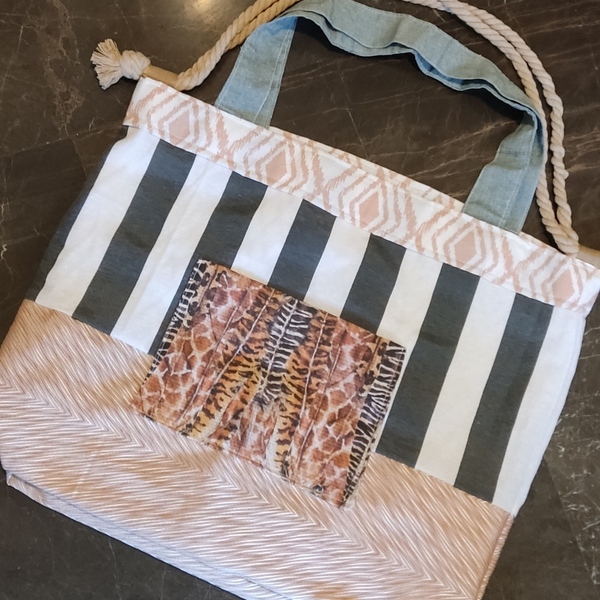 Τσάντα Θαλάσσης Χρωματιστή Μεγαλη - ύφασμα, ώμου, μεγάλες, θαλάσσης, πάνινες τσάντες - 4