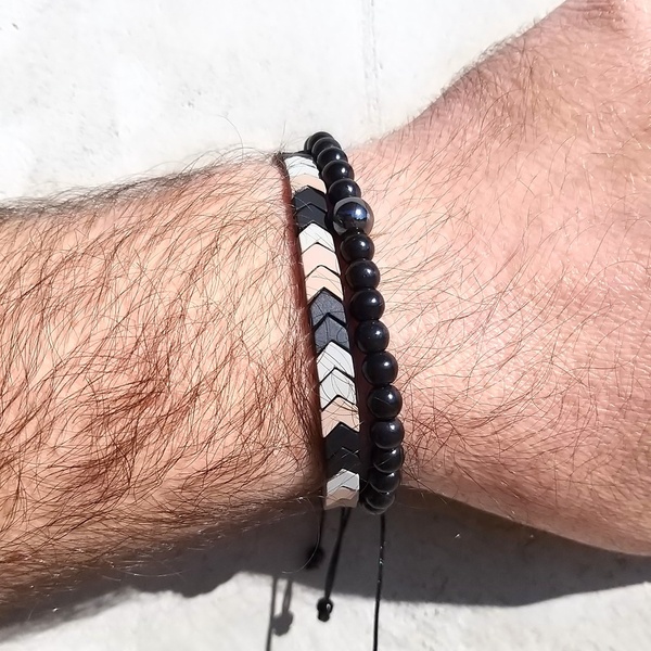 Μακραμέ βραχιόλι με ημιπολύτιμους λίθους - ημιπολύτιμες πέτρες, μακραμέ, boho, χεριού, αυξομειούμενα - 4