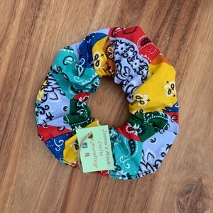 Scrunchie boho - ύφασμα, boho, για τα μαλλιά, δώρα για γυναίκες, λαστιχάκια μαλλιών - 2