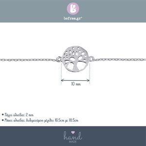 925° Tree of Life BRACELET Βραχιόλι Επιπλατινωμένο Ασήμι - αλυσίδες, ασήμι 925, επιπλατινωμένα, χεριού, αυξομειούμενα - 3