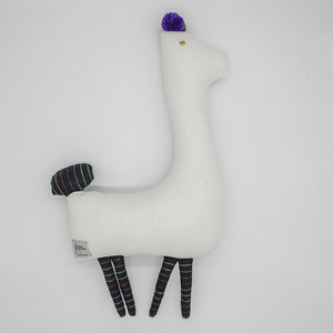 Λινό λάμα με πομ πομ - δώρο, λούτρινα, δώρο γέννησης - 5