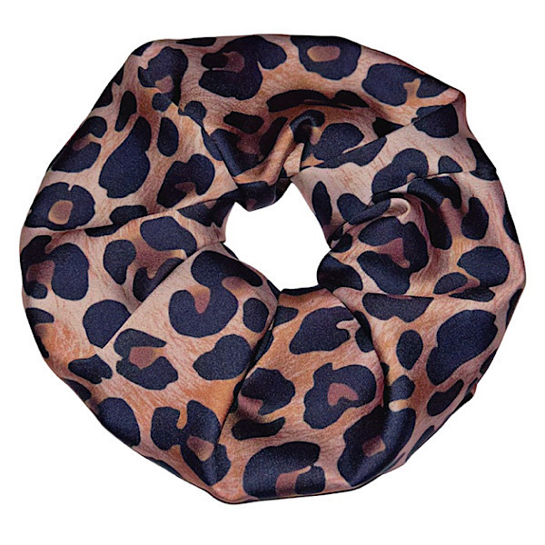 Scrunchie λαστιχάκι μαλλιών XXL size dark “Leopard” - ύφασμα, animal print, λαστιχάκια μαλλιών, μεγάλα scrunchies