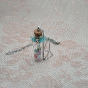 Μενταγιόν μπουκαλάκι νήμα και βελόνες - γυαλί, μακριά, μενταγιόν - 4