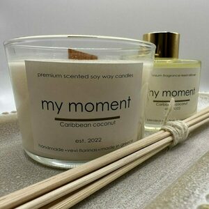Scented soy wax candle Caribbean Coconut Αρωματικό κερί σόγιας με ξύλινο φυτίλι και γυάλινο ποτήρι ασφαλείας 160 gr - αρωματικά κεριά - 2