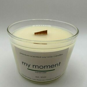 Scented soy wax candle Lavender Αρωματικό κερί σόγιας με ξύλινο φυτίλι και γυάλινο ποτήρι ασφαλείας 160 gr - αρωματικά κεριά
