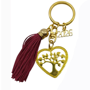 Γούρι μπρελόκ με καρδιά με δέντρο ζωής - καρδιά, μέταλλο, μεταλλικό, γούρια