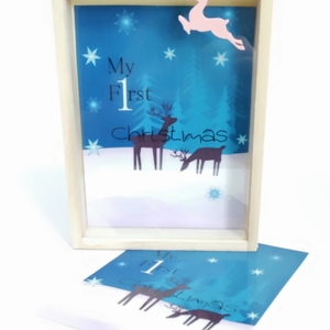 Γούρι πρώτα Χριστούγεννα, για κορίτσι - ξύλο, plexi glass, βρεφικά, πρώτα Χριστούγεννα, γούρια - 4