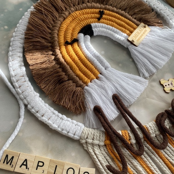 ΛΙΟΝΤΑΡΑΚΙ macrame Διακοσμητικό τοίχου - αγόρι, μακραμέ, προσωποποιημένα, κρεμαστό διακοσμητικό - 3