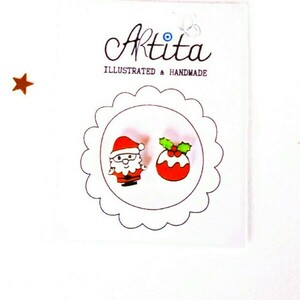 Σάντα και Μπάλα Χριστουγέννων, Μικρά ζωγραφιστά σκουλαρίκια, Καρφωτά Χριστουγεννιάτικα Σκουλαρίκια - πλαστικό, καρφωτά, δώρα για παιδιά, χριστουγεννιάτικα δώρα, καρφάκι