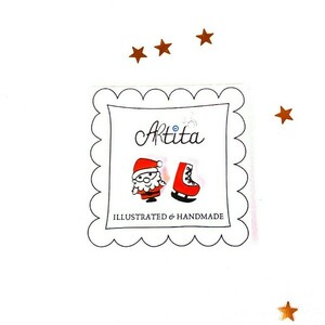 Santa και Πατίνι, Μικρά ζωγραφιστά σκουλαρίκια, Καρφωτά Χριστουγεννιάτικα Σκουλαρίκια - πλαστικό, καρφωτά, χριστουγεννιάτικα δώρα, καρφάκι