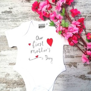 Handpainted βρεφικό φορμάκι 100% βαμβακερό 1st Mother's Day - παιδικά ρούχα, βρεφικά ρούχα - 2