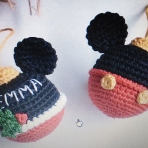 Μπάλες 2τμχ micky-minnie - νήμα, στολίδια - 4