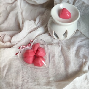Σετ καυστήρας και wax melts καρδιάς (8τμχ) - αγ. βαλεντίνου, αρωματικά χώρου, wax melt liners - 2