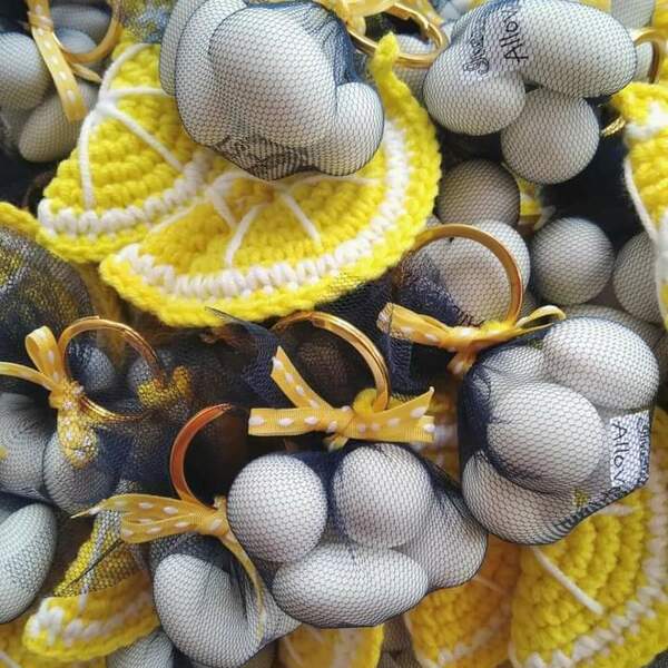 Πλεκτές μπομπονιέρες Λεμονάκια - βάπτισης - 3