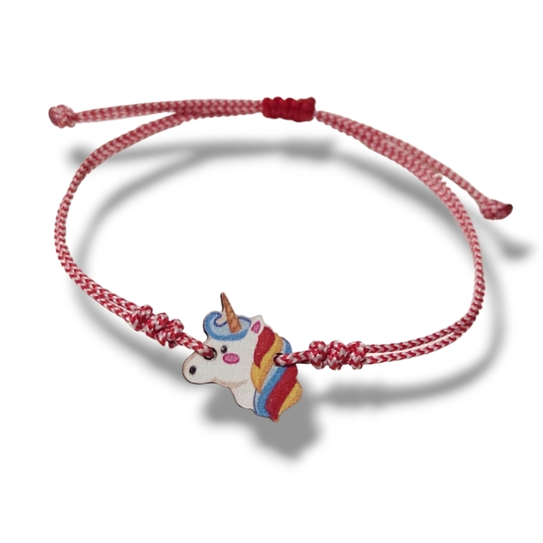 Παιδικό μαρτάκι μονόκερος - ξύλο, κορδόνια, μονόκερος, παιδικά βραχιόλια, φθηνά