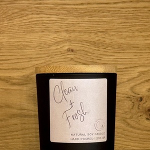 Clean & Fresh…Δοχείο με αρωματικό φυτικό κερί σόγιας 200 gr - αρωματικά κεριά, soy candle - 2