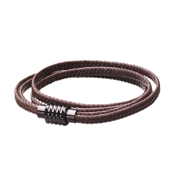 Ανδρικό Διπλό Βραχιόλι Δερμάτινη Πλεξίδα | The Gem Stories Jewelry - δέρμα, ατσάλι