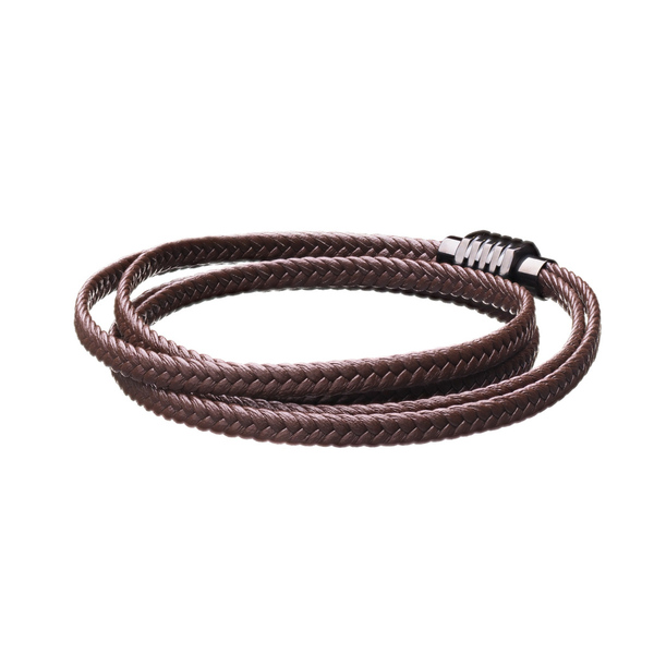 Ανδρικό Διπλό Βραχιόλι Δερμάτινη Πλεξίδα | The Gem Stories Jewelry - δέρμα, ατσάλι - 3