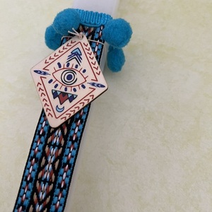 Boho λαμπάδα με αρωματικό κερί 21 εκ. και ξύλινο evil eye - κορίτσι, λαμπάδες, για ενήλικες, για εφήβους - 3